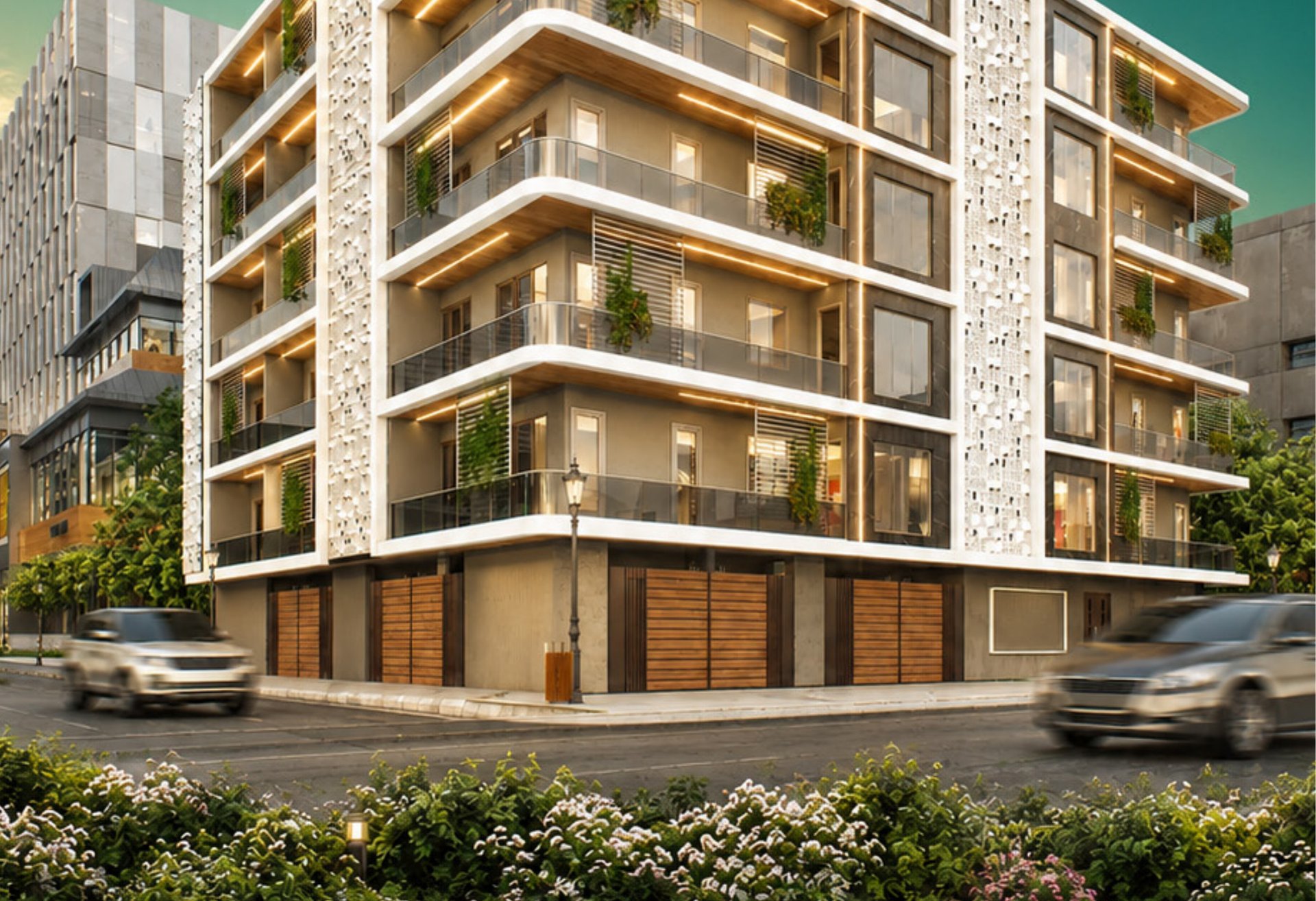 Elite Imperial Tower builder floor residences on Surajpur Road, Greater Noida, evening exterior view